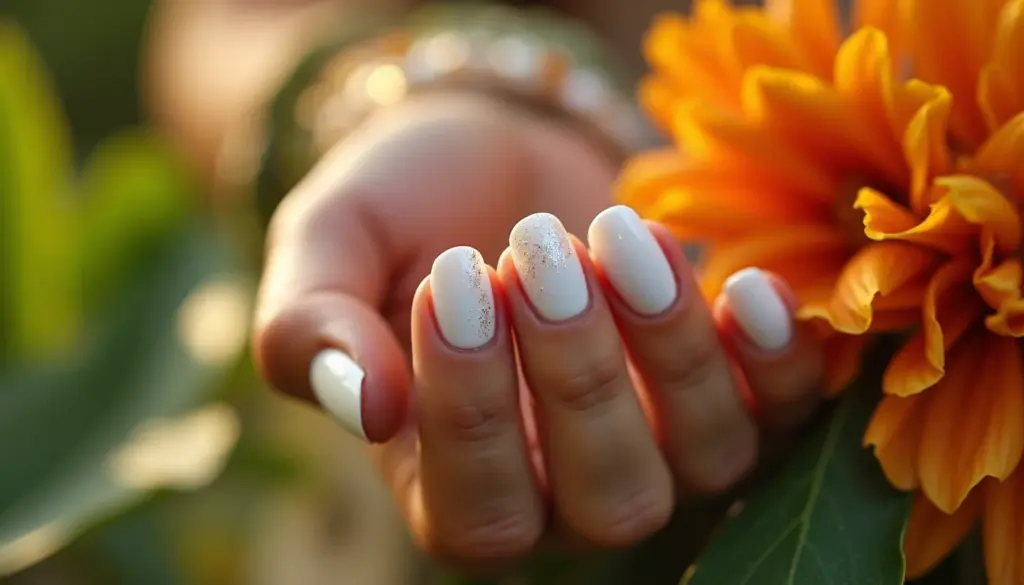 Ideias de Unha Branca com Glitter: 7 Designs Incríveis [2026]