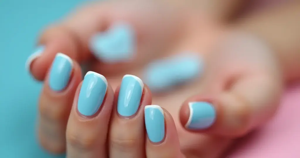 Unha azul bebe com branco: o segredo que faz seu design brilhar Unha azul bebe com branco: o segredo que faz seu design brilhar