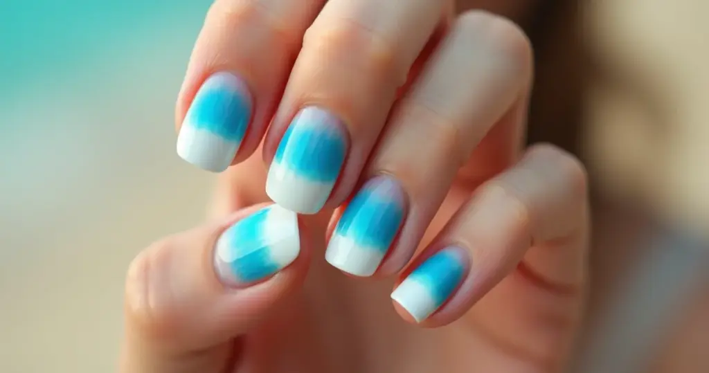 Unha azul claro com branco: 7 designs que vão te surpreender!