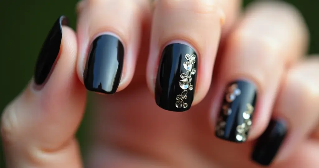 Unha de Gel Preta Decorada: 15 Estilos Incríveis p/ 2026