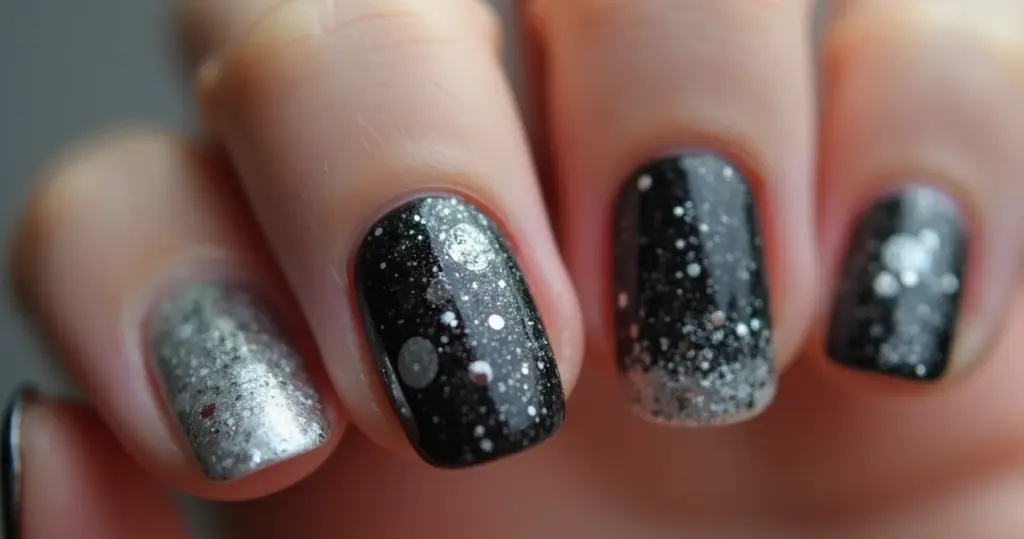 Unha Preta e Branca com Glitter: O Segredo Revelado!