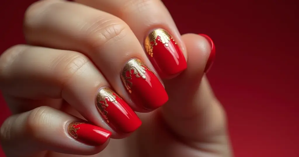 Unha vermelha com dourado: o toque de luxo que faltava [2026]