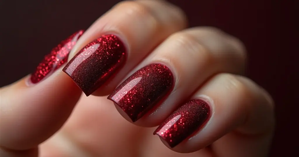 Unha vinho com glitter: o toque de luxo que faltava – Descubra!