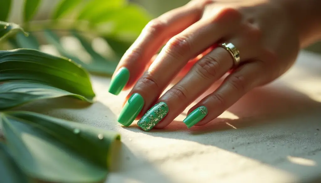 83 ideias de decoração de unha em gel verde que vão te inspirar