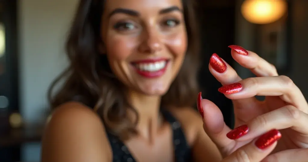 12 Ideias de Decoração de Unha Vermelha com Glitter que Vão Te Transformar