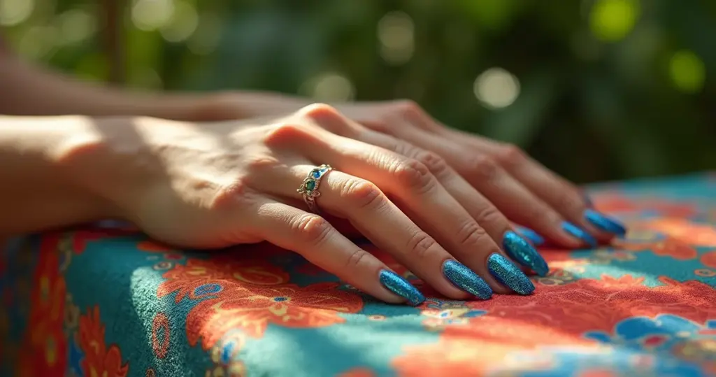 12 Ideias de Encapsulada Unha em Gel Azul com Glitter que Duram 1 Mês