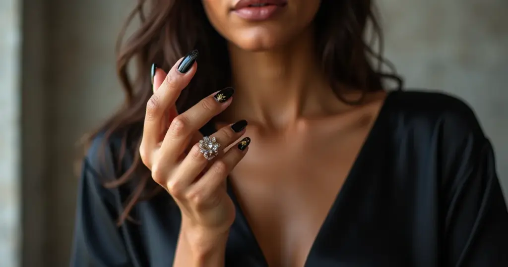 25 Ideias de Gel Unha Preta Decorada para Você Brilhar em 2026