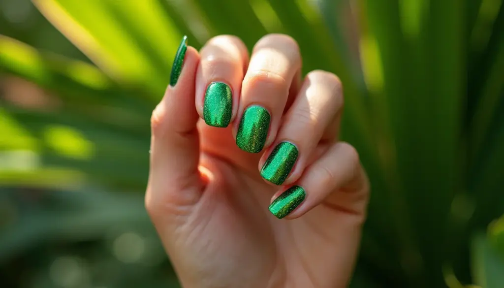 87 Ideias de Glitter Unha em Gel Verde para Arrasar