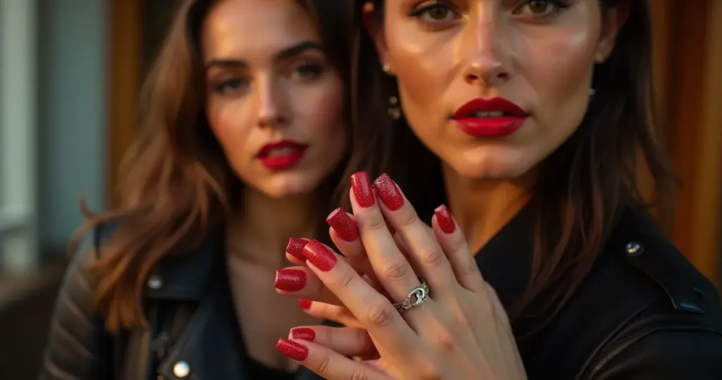 40 Ideias de Unha Vermelha com Glitter que Vão Te Fazer Brilhar em 2026