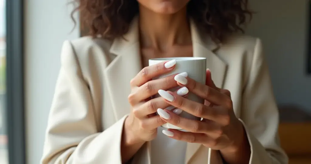 12 Ideias de Unha Almond Branca para Mãos Elegantes em 2026
