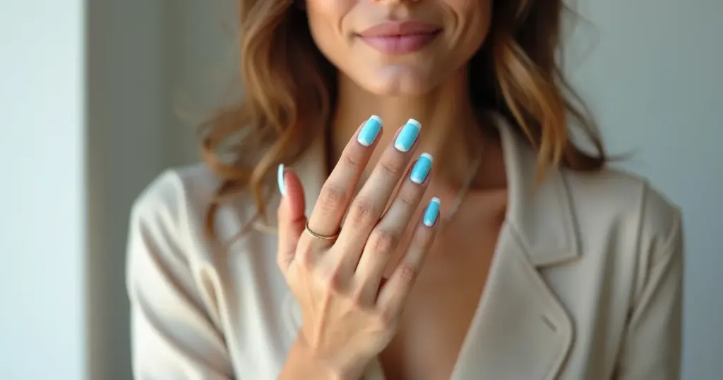 10 Ideias de Unha Azul Bebê com Francesinha Branca que Vão Transformar Seu Look