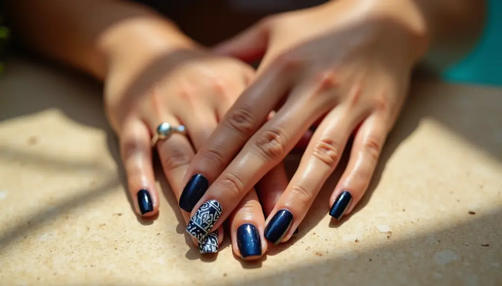 70 Ideias de Unha Azul Escuro com Branco para Arrasar em 2026