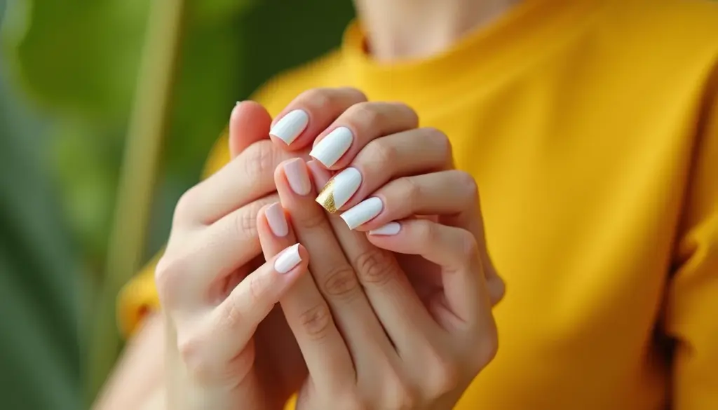 89 Unhas Brancas com Dourado Simples que São Puro Luxo