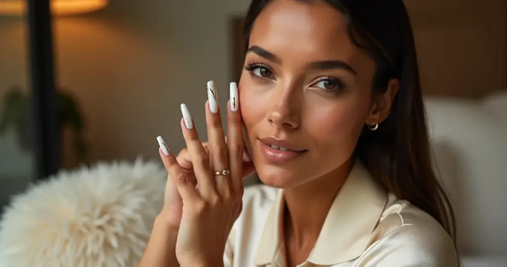 13 Ideias de Unha Branca e Dourada que Vão Transformar Sua Manicure