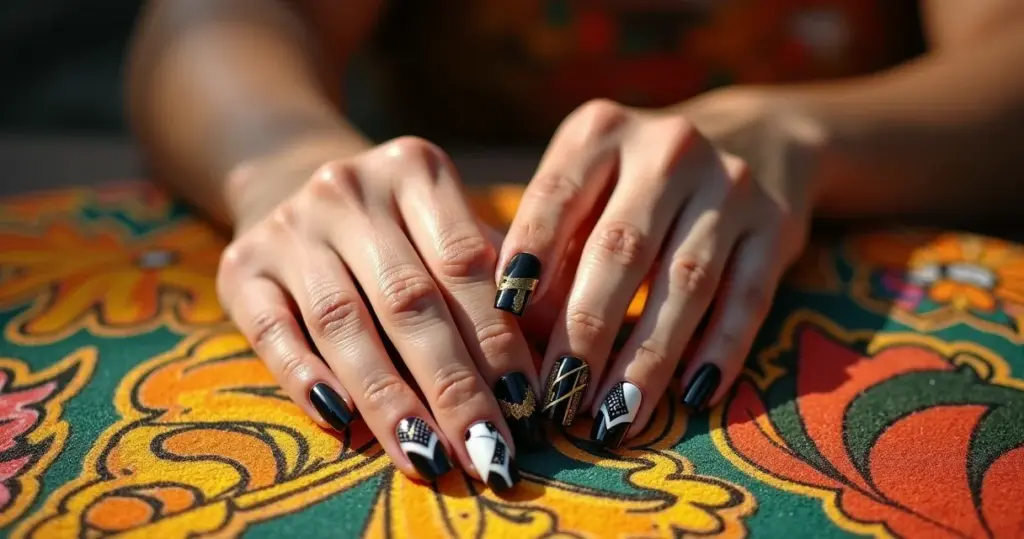 20 Ideias de Unha de Fibra Preta Decorada: Resistência + Elegância