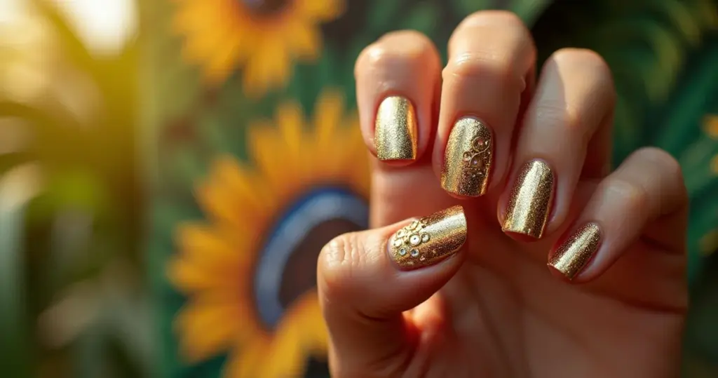 23 Ideias de Unha Decorada Dourada Que Duram 3 Semanas
