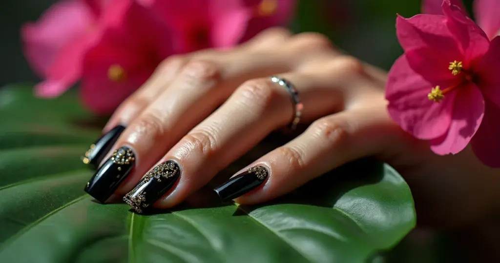 Unha Decorada em Gel Preta: Segredos para um Visual Poderoso