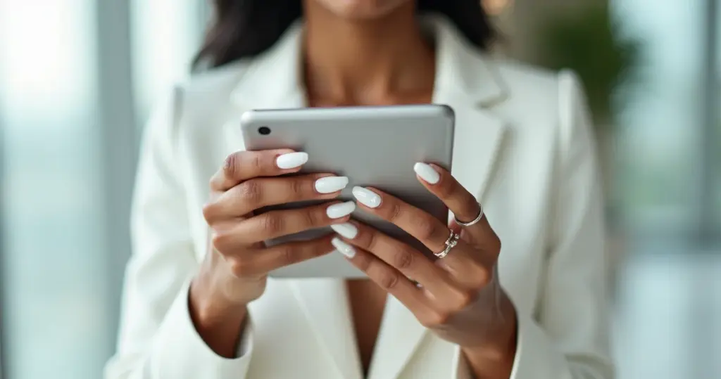 15 Ideias de Unha em Gel Branca Decorada que Vão do Trabalho ao Casamento