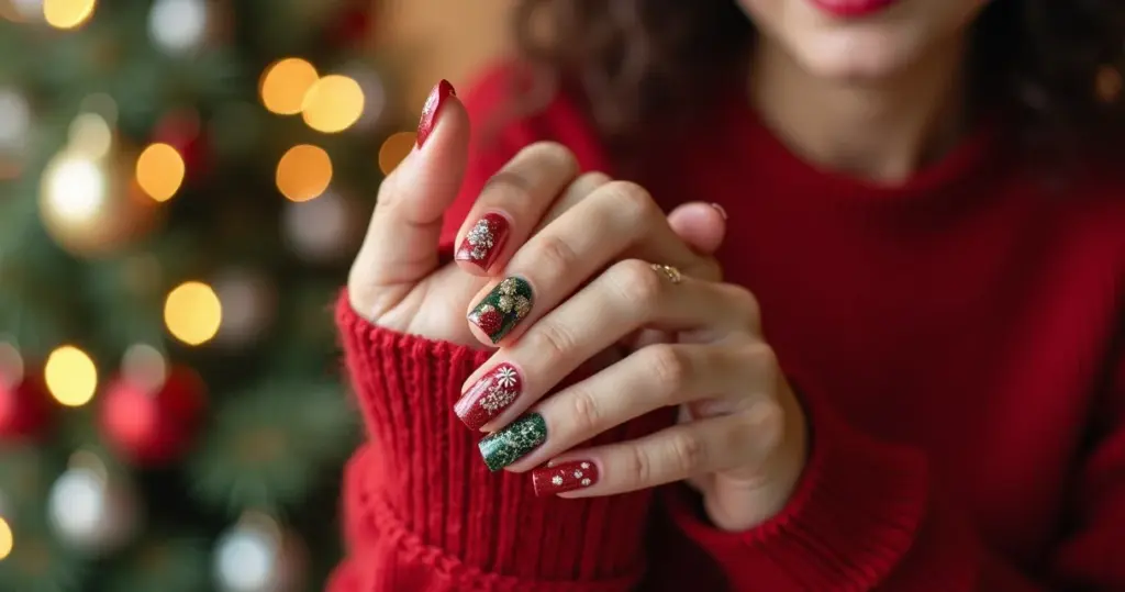 25 Ideias de Unha em Gel de Natal que Duram Todas as Festas
