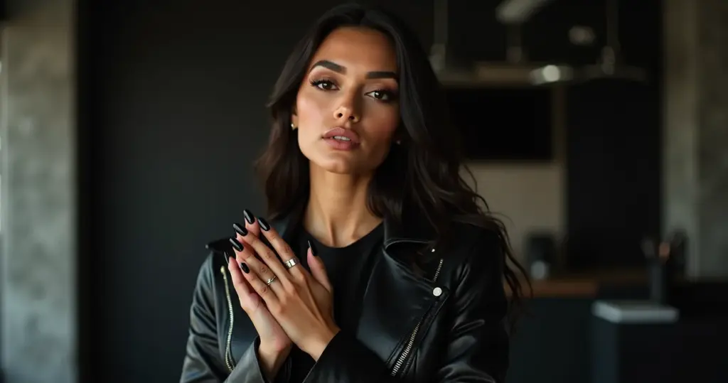 15 Ideias de Unha em Gel Stiletto Preta para um Visual Poderoso