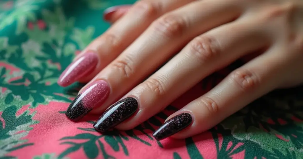 23 Ideias de Unha Encapsulada Preta com Rosa que Duram Semanas