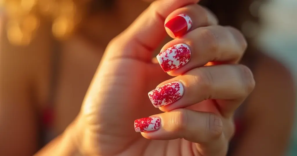 12 Ideias de Unha Encapsulada Vermelha com Branco que Duram 4 Semanas