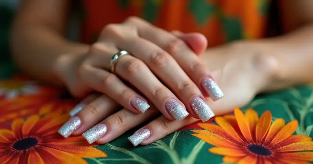 15 Ideias de Unha Francesinha com Glitter que Duram 14 Dias