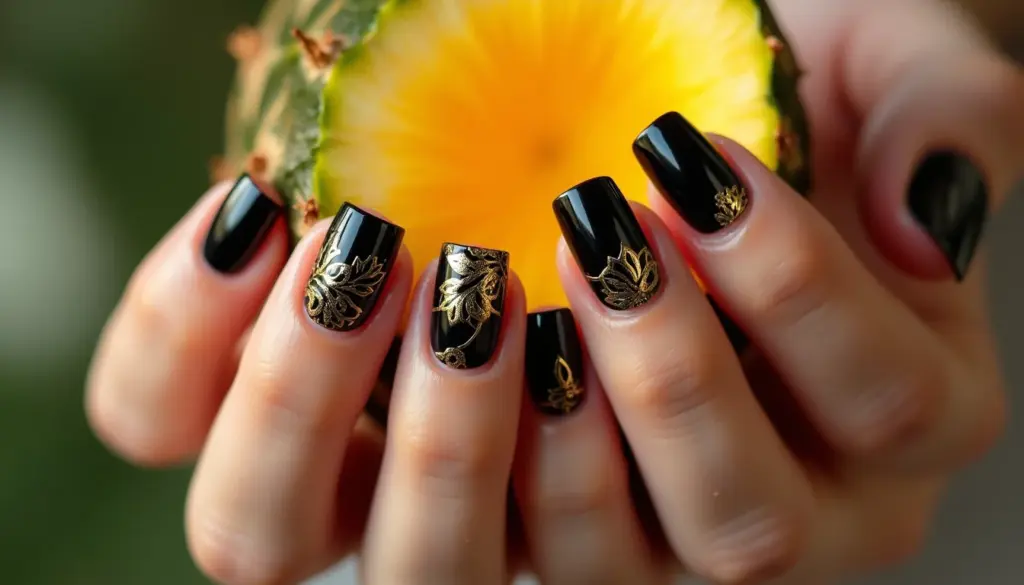 87 Ideias de Unha Gel Preta Decorada que Vão Transformar seu Look