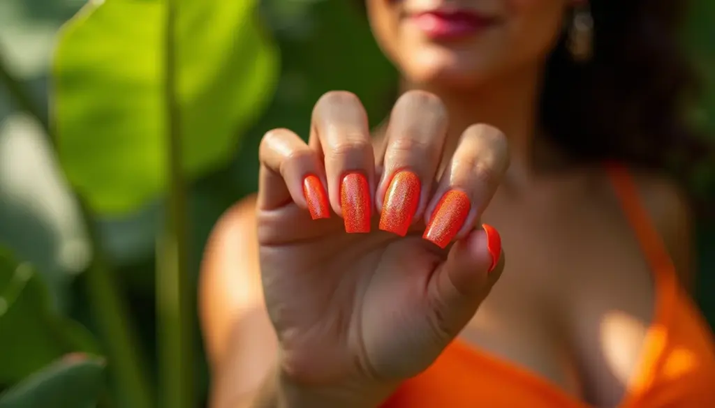 87 Ideias de Unha Laranja com Glitter: Do Neon ao Queimado