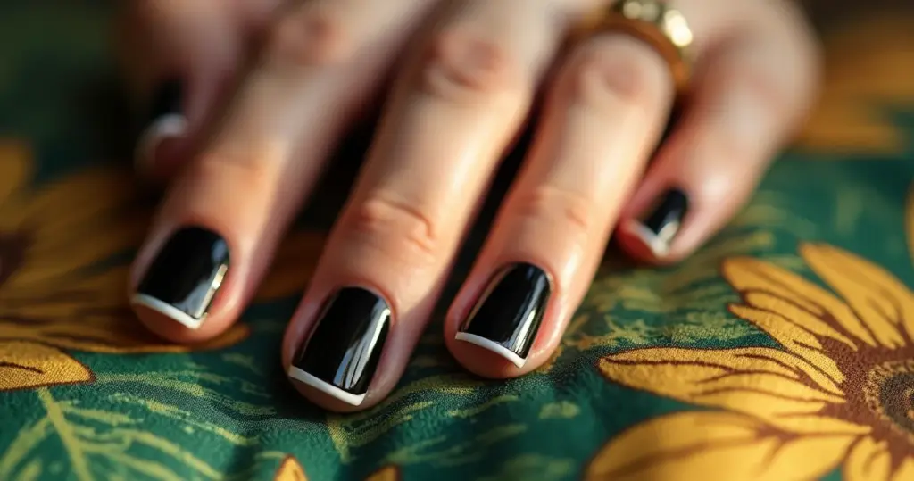 22 Ideias de Unha Preta com Francesinha Branca + 6 Dicas Que Ninguém Te Conta 22 Ideias de Unha Preta com Francesinha Branca + 6 Dicas Que Ninguém Te Conta