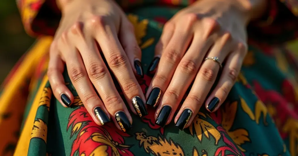 8 Ideias de Unha Quadrada Preta Decorada que Vão Virar Seu Clássico