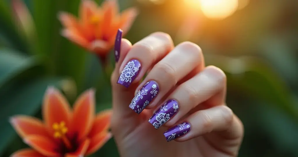 20 Ideias de Unha Roxa com Branco: Do Básico ao Sofisticado