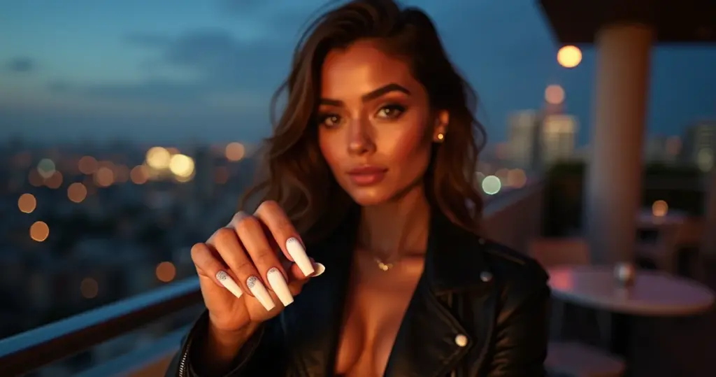 7 Ideias de Unha Stiletto Branca com Glitter para Brilhar em 2026