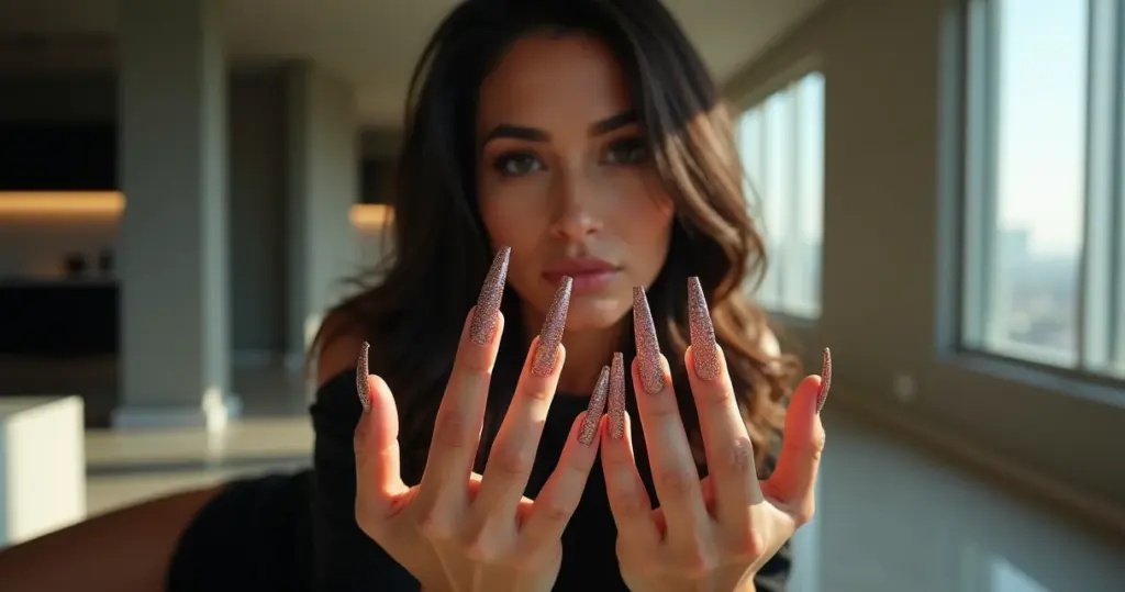 6 Ideias de Unha Stiletto com Glitter que Vão Te Fazer Brilhar em 2026