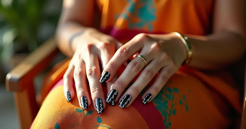 15 Ideias de Unha Stiletto Preta e Branca para Impacto Imediato