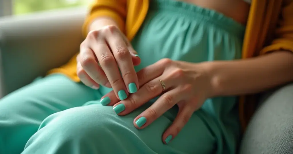 Unha verde água: o tom que dura 7 dias sem sair do sofá