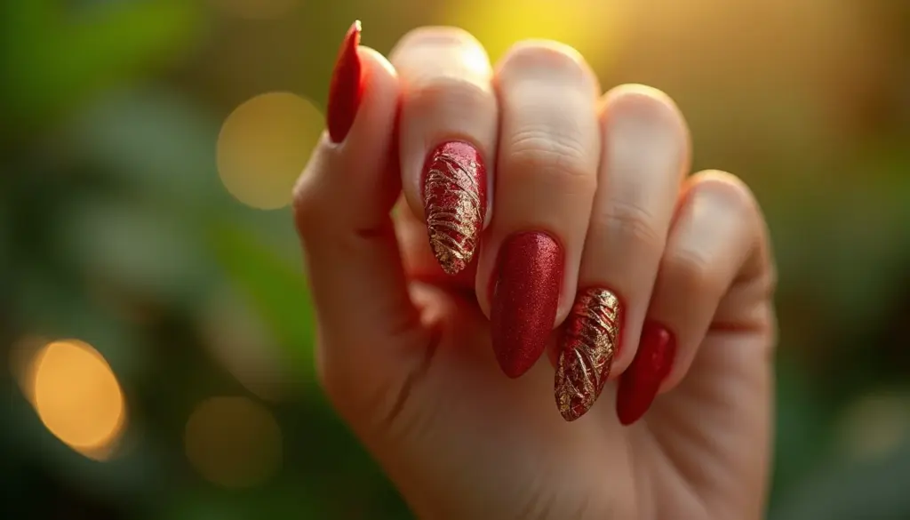 72 Ideias de Unha Vermelha e Dourada que Duram Semanas