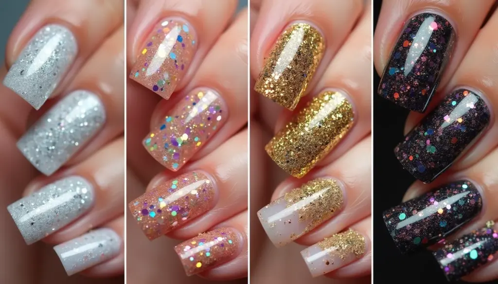50 Ideias de Unha de Gel com Glitter Que Brilham Sem Parar