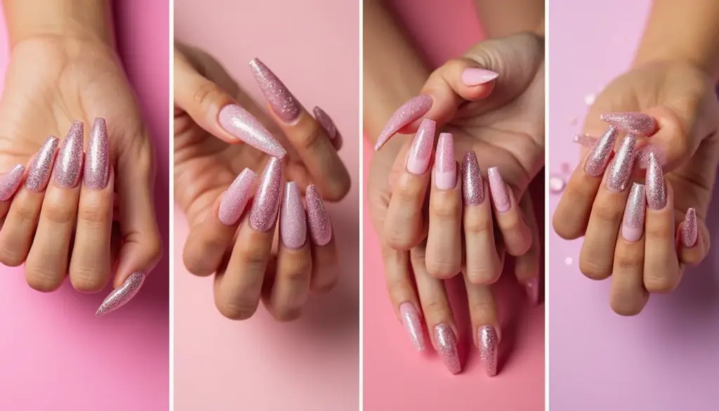 39 Ideias de Unha de Gel Decorada com Glitter Rosa para Arrasar