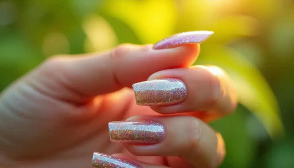 87 Unhas em Gel Encapsuladas com Glitter que Brilham por 30 Dias