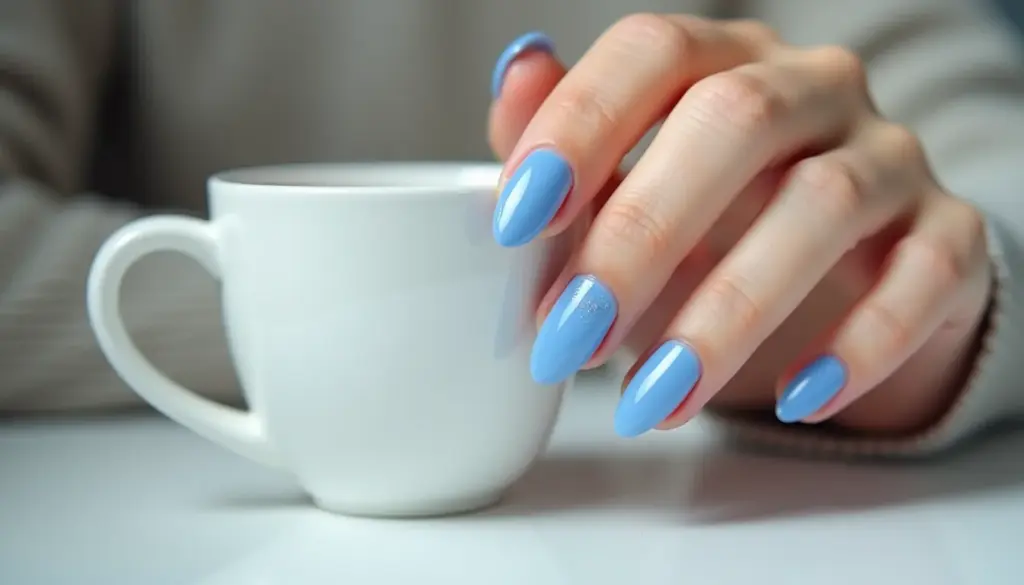 39 Unha Postica Realista Decorada Azul Claro que Parecem Naturais 39 Unha Postica Realista Decorada Azul Claro que Parecem Naturais