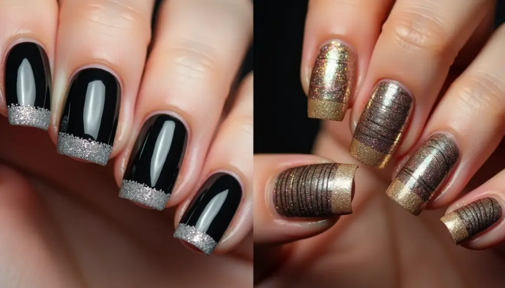 63 Ideias de Unha Preta Com Glitter Na Ponta Para Arrasar em 2026