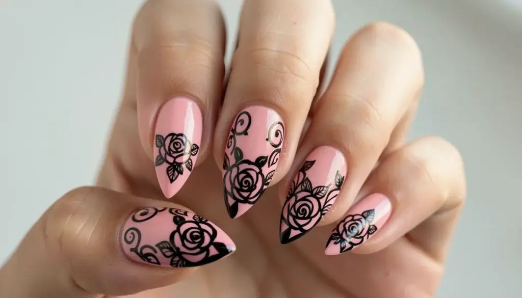 57 Unha Rosa com Preto Decorada: Inspirações que Você Precisa Ver 57 Unha Rosa com Preto Decorada: Inspirações que Você Precisa Ver
