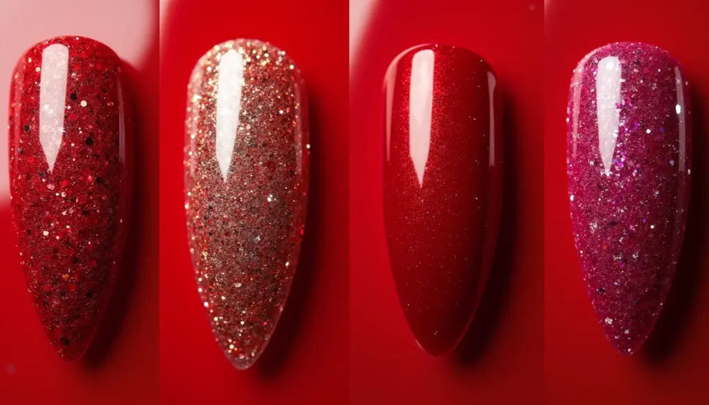 33 Ideias de Unha Stiletto Vermelha com Glitter Que Duram 30 Dias