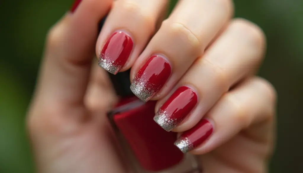 47 Ideias de Unha Vermelha com Glitter na Ponta que Você Precisa Ver